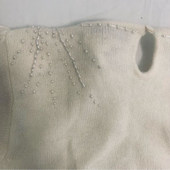 Marisa Christina Cream Sweater with Sequin Details Vintage Romantic Bridal - Picture 7 of 15